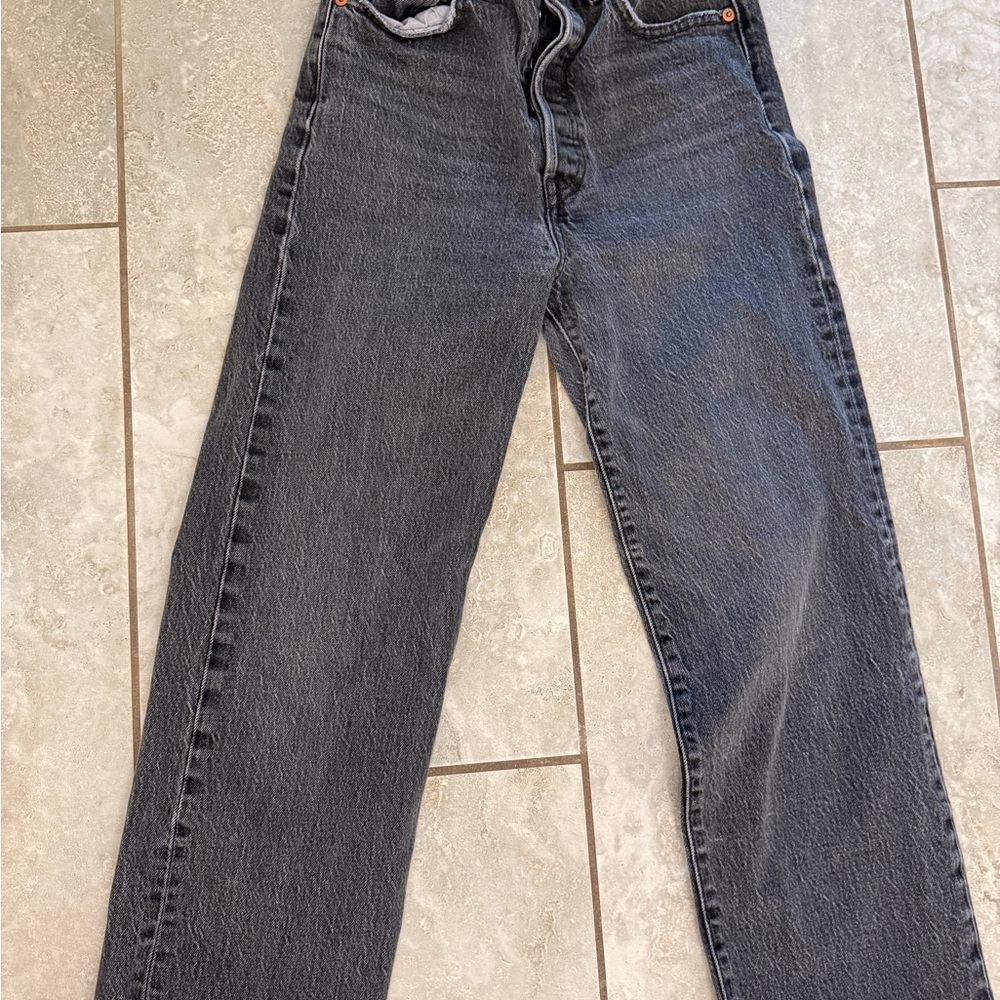 Black Straight Leg High-Waisted Jeans